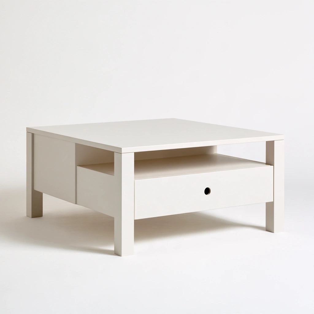 Tavolino da salotto in legno, colore bianco