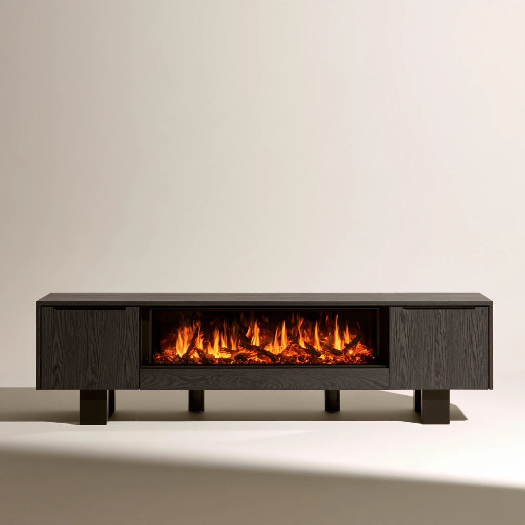 Mobile basso contenitore in legno, colore nero