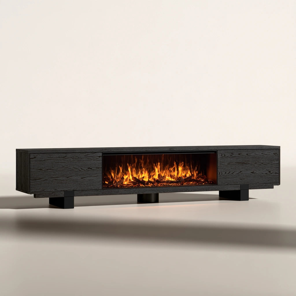 Mobile basso contenitore in legno, colore nero