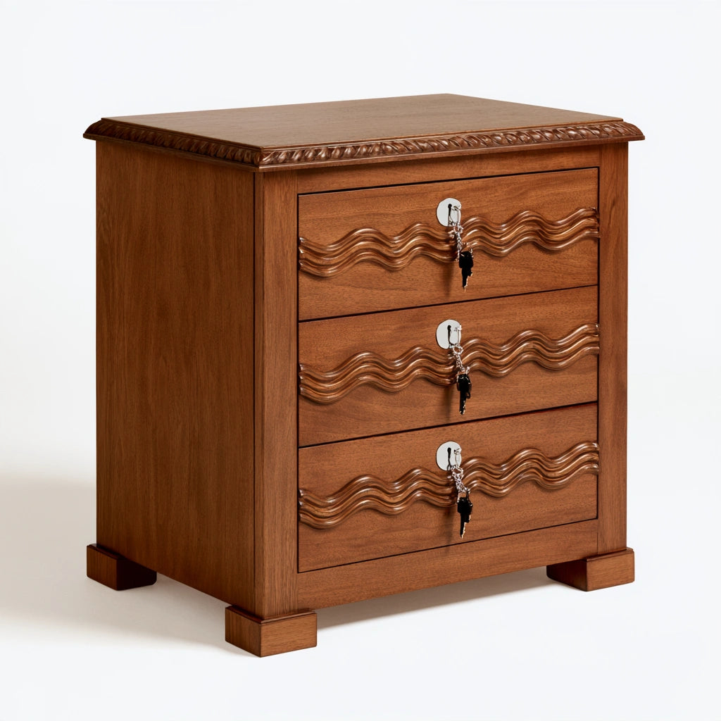 Comodino in legno, colore marrone medio