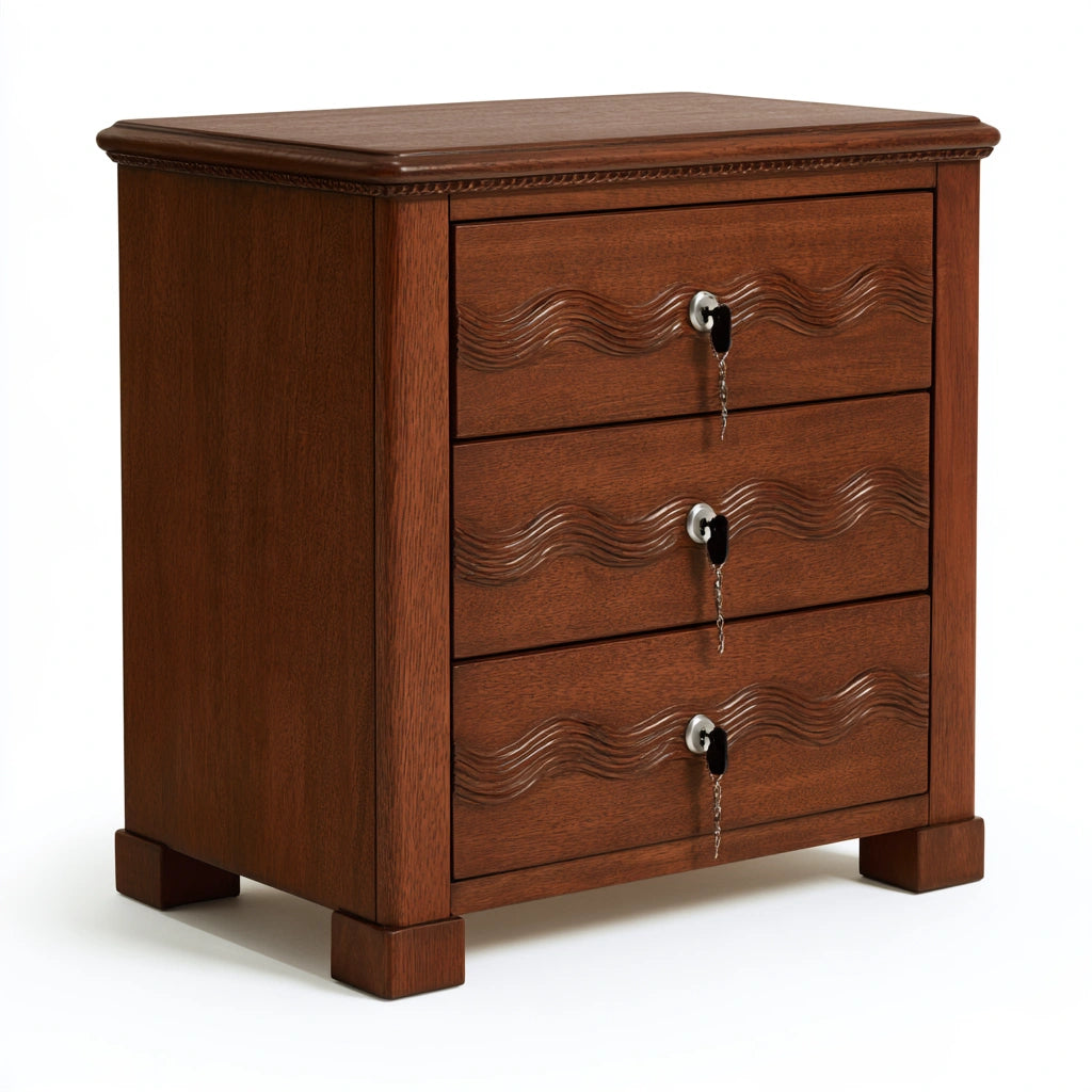 Comodino in legno, colore marrone medio