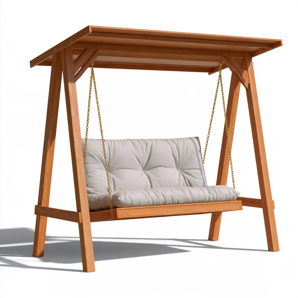 Dondolo da giardino in legno, colore legno naturale