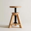 Sgabello girevole regolabile in legno, colore bianco